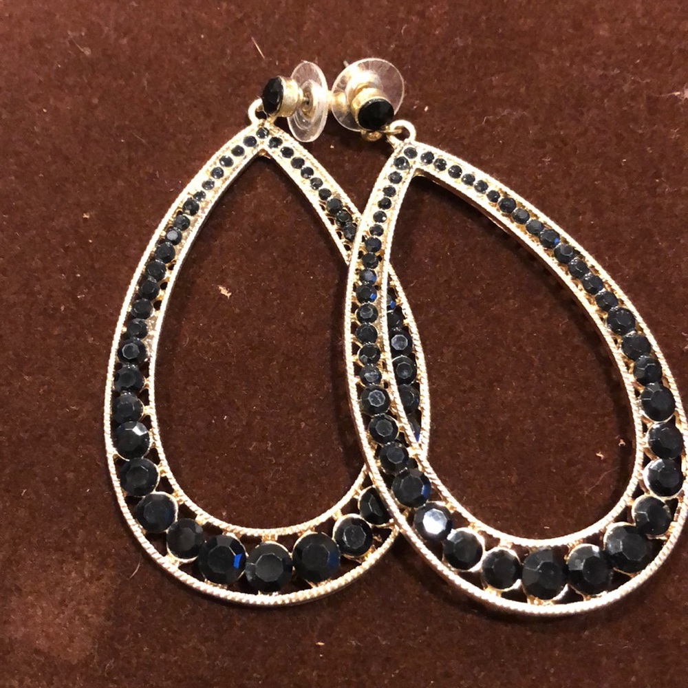 Gold with Black beads Earrings